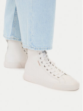 Calvin Klein Tornacipő Calvin Klein Vulc Lace Up Hightop Lth HW0HW03076 Fehér
