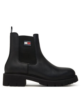 Tommy Jeans Členková obuv s elastickým prvkom Tommy Jeans Tjw Chelsea Leather Boot EN0EN02825 Čierna