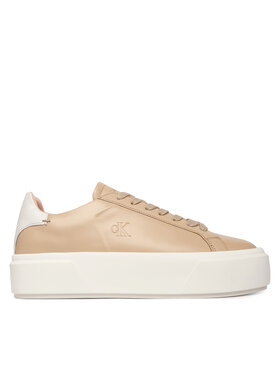 Calvin Klein Сникърси Calvin Klein Flatform Lace Up Lth YW0YW01928 Бежов