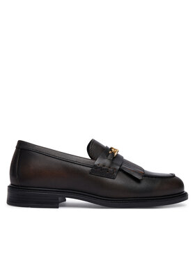 Tommy Hilfiger Loafers Tommy Hilfiger Th Chain Fringe Leather Loafer FW0FW09668 Tmavo hnedá