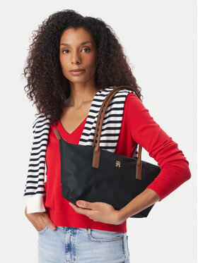 Tommy Hilfiger Táska Tommy Hilfiger Popette East West Tote AW0AW19211 Fekete