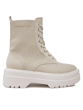 Tommy Hilfiger Schnürstiefeletten Tommy Hilfiger Feminine Essential Canvas FW0FW07357 Beige