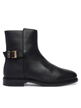 Tommy Hilfiger Μποτάκια Tommy Hilfiger Th Buckle Leather Ankle Boot FW0FW09486 Μαύρο