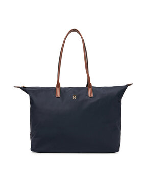 Tommy Hilfiger Handtasche Tommy Hilfiger Popette Maxi Tote AW0AW17996 Dunkelblau