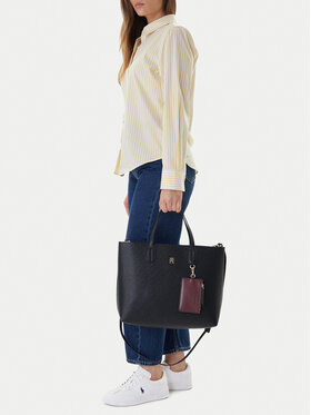 Tommy Hilfiger Ročna torba Tommy Hilfiger Th Icon Satchel Mono AW0AW18123 Mornarsko modra