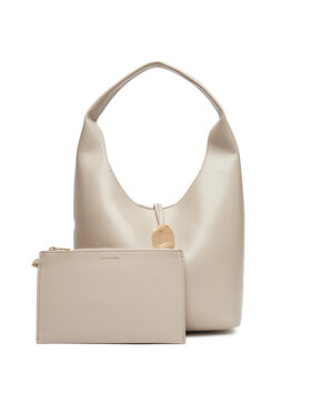 Calvin Klein Jeans Kabelka Calvin Klein Jeans Stone Lock Slouchy Small Shoulde LV04K3176G Écru