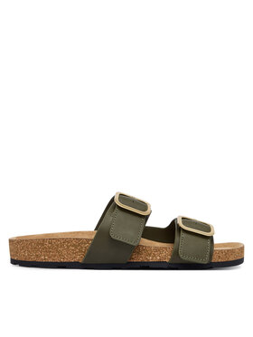Tommy Hilfiger Ciabatte Tommy Hilfiger Leather Double Strap Cork Sandals FW0FW09118 Verde