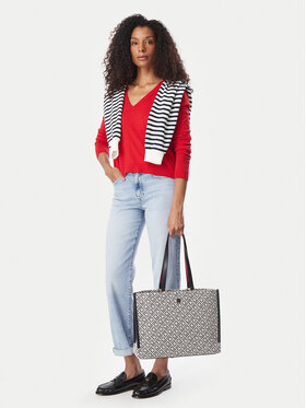 Tommy Hilfiger Дамска чанта Tommy Hilfiger Th Jacquard Tote AW0AW19009 Син