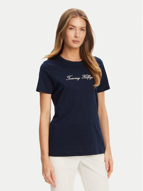 Tommy Hilfiger Tommy Hilfiger T-Shirt Script WW0WW47210 Dunkelblau Regular Fit