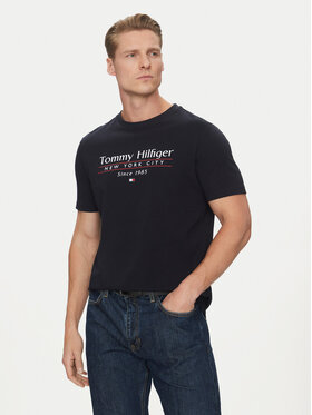 Tommy Hilfiger Tommy Hilfiger T-Shirt Center Stack MW0MW38621 Dunkelblau Regular Fit