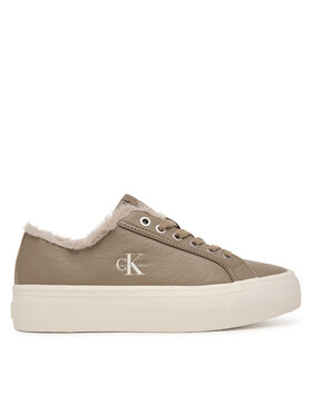 Calvin Klein Laisvalaikio batai Calvin Klein Vulc Flatf Laceup Lth Fur HW0HW03235 Smėlio