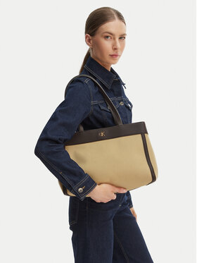 Calvin Klein Handtasche Calvin Klein Ck Canvas Medium Tote LV04F3503G Beige