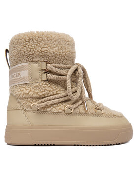Tommy Hilfiger Śniegowce Tommy Hilfiger Faux Shearling Snowboot FW0FW08788 Écru