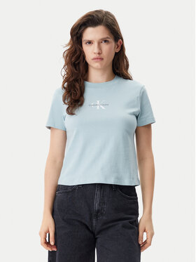 Calvin Klein Jeans Calvin Klein Jeans Marškinėliai Baby Tee J20J223113 Mėlyna Slim Fit