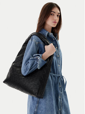 Calvin Klein Handtasche Calvin Klein Emblem Aop Puffer Lg Shoulder Ba LV04F3199G Schwarz