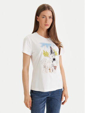 DKNY DKNY Camiseta Central Park Conversational P61M0WNA Blanco Regular Fit
