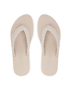 Tommy Hilfiger Čības uz pirksta Tommy Hilfiger Th Wedge Cornrow Beach Sandal FW0FW09037 Écru