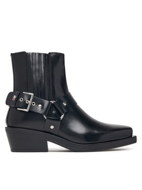 Tommy Jeans Μποτάκια Tommy Jeans Tjw Buckle Leather Cowboy Boots EN0EN03143 Μαύρο