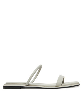 Calvin Klein Chanclas Calvin Klein Flat Sandal Squared 2-Bar Lth HW0HW02532 Écru
