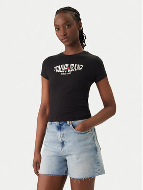 Tommy Jeans Tommy Jeans Camiseta Wavy Flag DW0DW22272 Negro Slim Fit