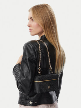 Tommy Hilfiger Táska Tommy Hilfiger Th Icon Chain Vanity Bag Mono AW0AW19021 Fekete
