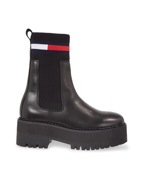 Tommy Jeans Боти тип челси Tommy Jeans Tjw Flatform Chelsea Sock EN0EN02301 Черен