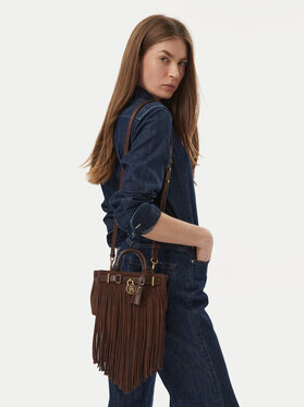Tommy Hilfiger Geantă Tommy Hilfiger American Icon Micro Tote Fringes AW0AW19217 Maro închis