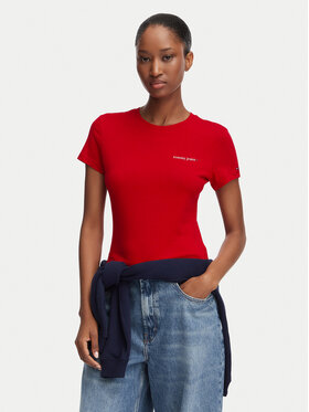 Tommy Jeans Tommy Jeans Camiseta Ess Logo DW0DW23479 Rojo oscuro Slim Fit