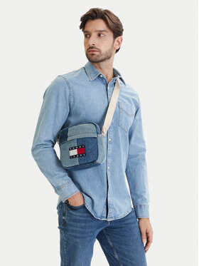 Tommy Jeans Umhängetasche Tommy Jeans Tjm Denim Patchwork Reporter AM0AM14287 Blau