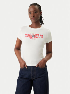 Tommy Jeans Tommy Jeans Camiseta Wavy Flag DW0DW22272 Blanco Slim Fit