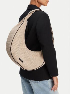 Calvin Klein Kabelka Calvin Klein Pinched Raffia Large Shoulder Ba LV04F3060G Béžová