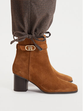 Tommy Hilfiger Botines Tommy Hilfiger Th Strap Suede Block Heel Boot FW0FW09521 Beige oscuro