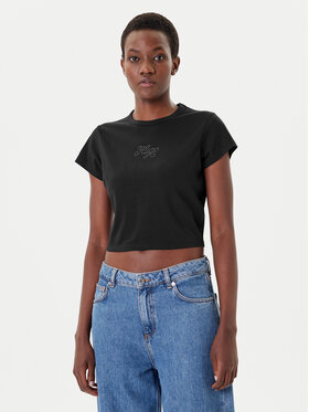 HUGO HUGO Camiseta Rhinestone 50551404 Negro Slim Fit