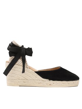 Manebi Espadrilky Manebi Soft Suede Low Wedge Espadrilles K 1.0 WL Čierna