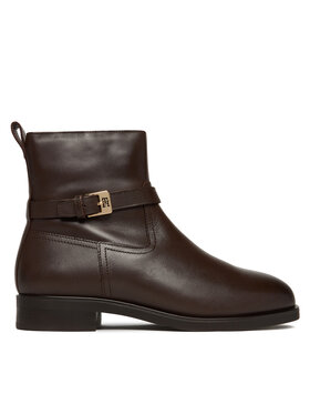 Tommy Hilfiger Stiefeletten Tommy Hilfiger Th Buckle Riding Leather Bootie FW0FW08781 Braun