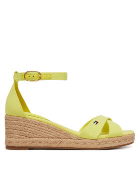 Tommy Hilfiger Espadrilles Tommy Hilfiger Hemp Crossover Strap Wedge Espadrilles FW0FW09332 Zaļš