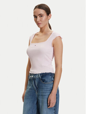 Tommy Jeans Tommy Jeans Felső DW0DW22220 Világos rózsaszín Slim Fit
