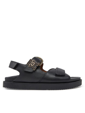 Tommy Hilfiger Sandály Tommy Hilfiger Leather Sporty Sandal FW0FW08799 Černá
