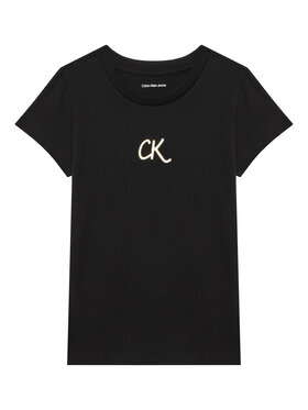 Calvin Klein Jeans Calvin Klein Jeans Majica Glitter IG0IG02972 D Črna Slim Fit