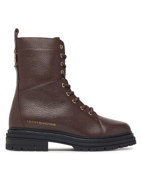Tommy Hilfiger Kotníková obuv Tommy Hilfiger Th Emboss Grain Leather Boot FW0FW09553 Hnědá