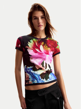 Desigual Desigual Футболка Multiflowers Lacroix 26SWTK49 Чорний Regular Fit