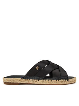 Tommy Hilfiger Espadryle Tommy Hilfiger Satin Espadrille Mule FW0FW08502 Czarny