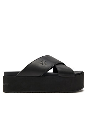 Calvin Klein Jeans Šľapky Calvin Klein Jeans Flatform Cross Mg Uc YW0YW01349 Čierna