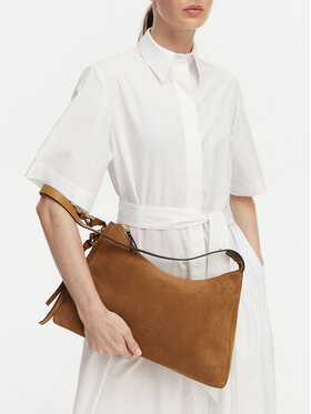 Tommy Hilfiger Ročna torba Tommy Hilfiger Th Statement Shoulder Bag Suede AW0AW18824 Rjava