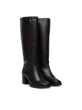 Tommy Hilfiger Zimski škornji Tommy Hilfiger Th Stud Heel Riding Knee Boot FW0FW09551 Temno rjava