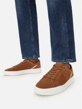 Tommy Hilfiger Sneakersy Tommy Hilfiger Th Court Premium Suede FM0FM05880 Brązowy