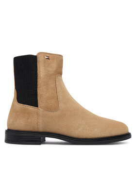 Tommy Hilfiger Μποτάκια με λάστιχο Tommy Hilfiger Enamel Flag Suede Ankle Chelsea FW0FW09575 Μπεζ
