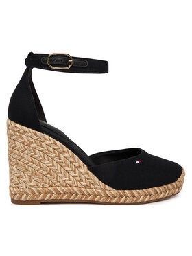 Tommy Hilfiger Espadrilky Tommy Hilfiger Flag High Wedge Espad Closed Toe FW0FW09225 Čierna