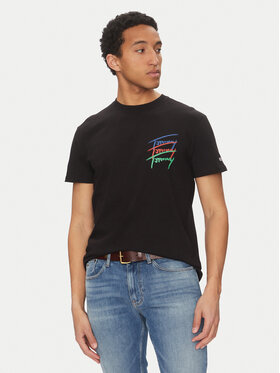 Tommy Jeans Tommy Jeans Marškinėliai Twisted Signature DM0DM20771 Juoda Regular Fit