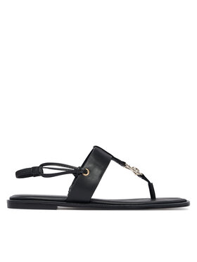 Calvin Klein Sandale Calvin Klein Round Flat Sndl Thong Lth Hdw HW0HW02926 Negru